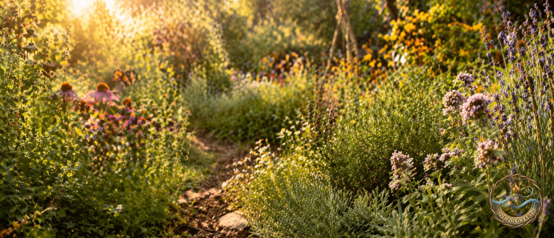 A garden slightly wild to represent how to rewild your life.