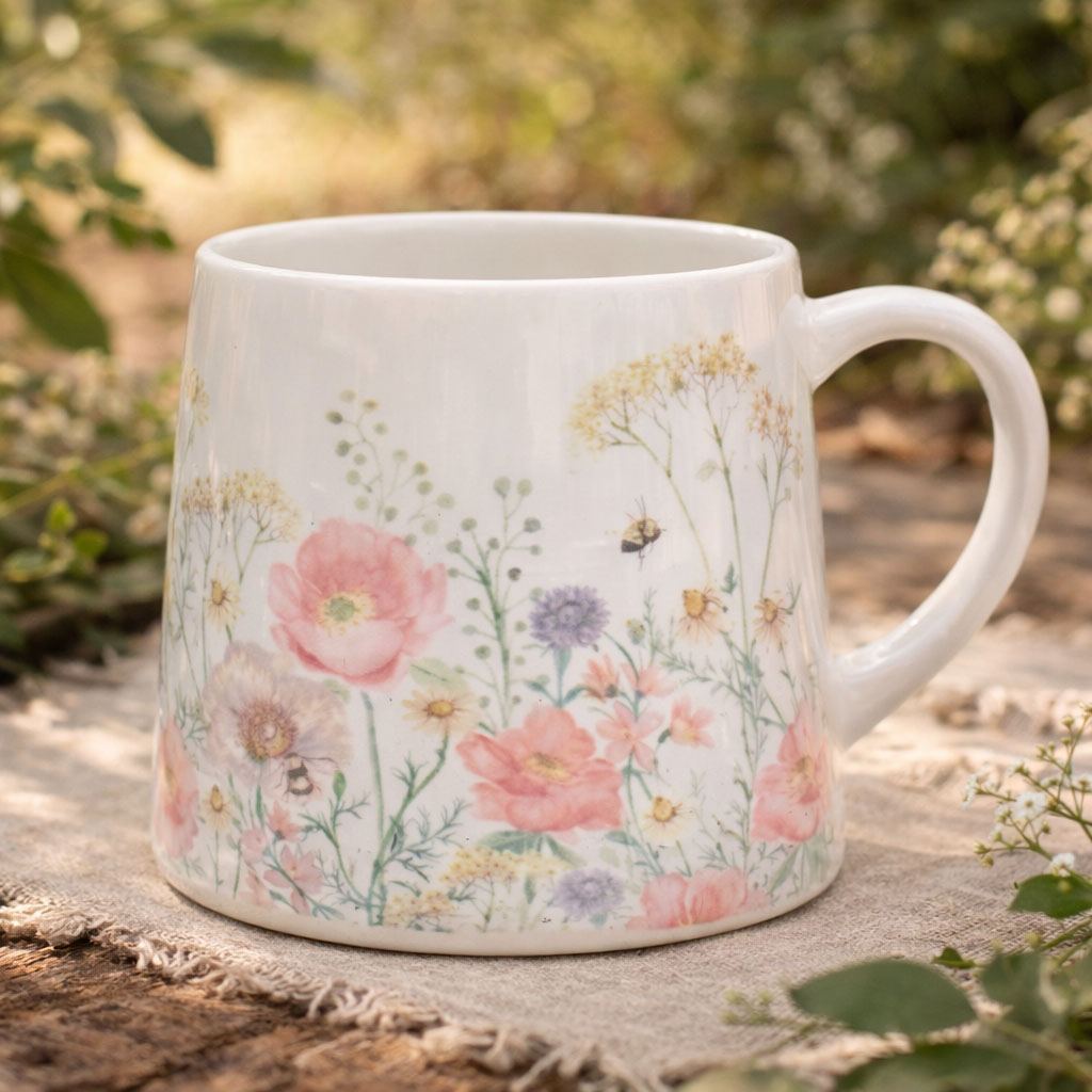 Bees and Wildflowers Ceramic Mug