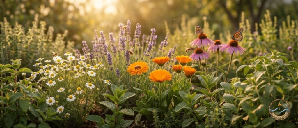 Medicinal Herbs Growing together