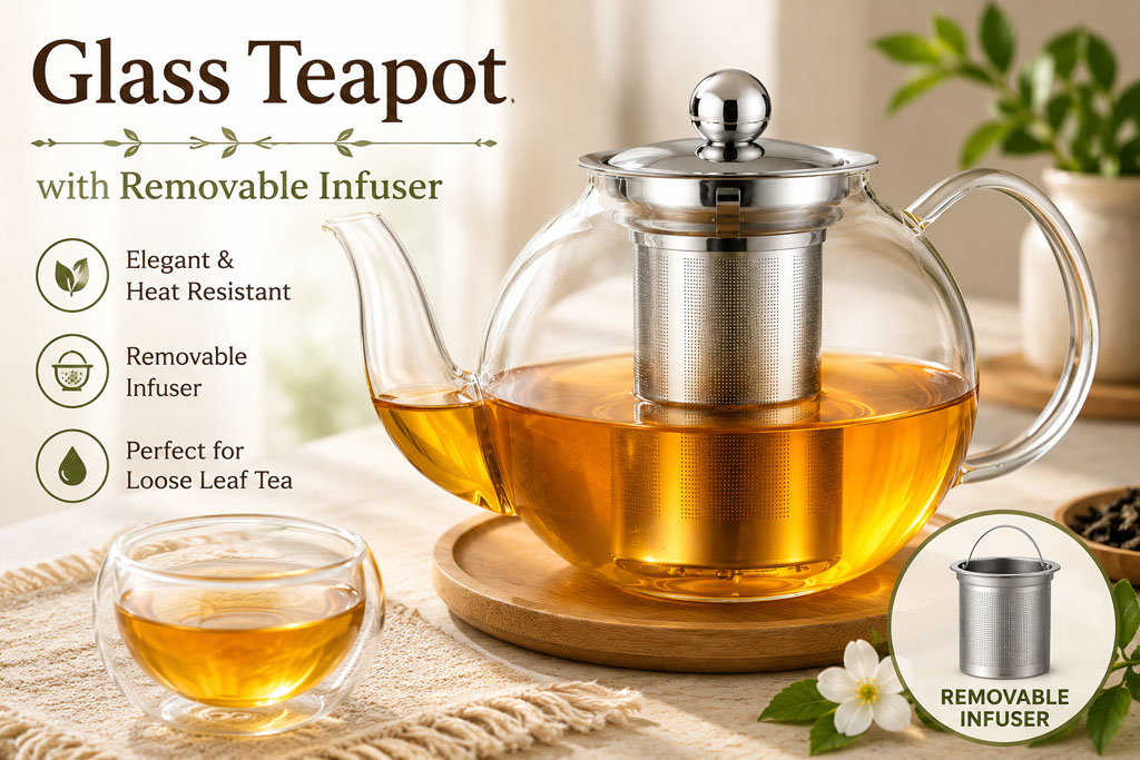 Glass tea pot with removable infuser