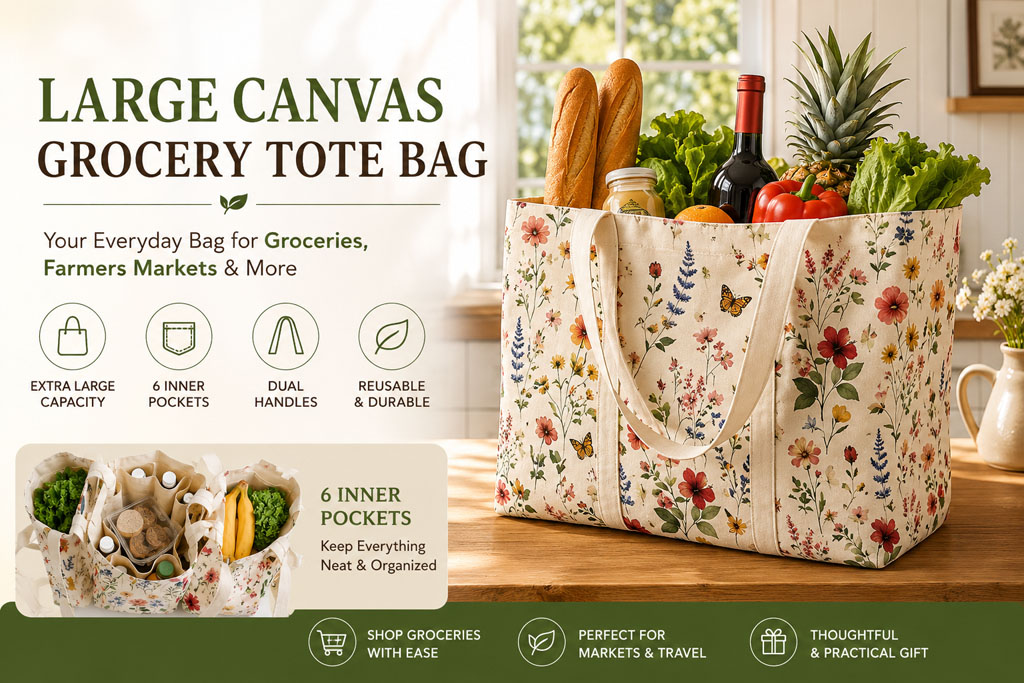 Canvas Grocery Tote Bag
