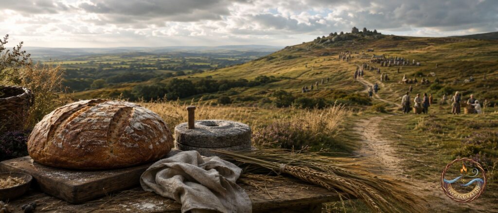 Rustic Bread and rolling countryside