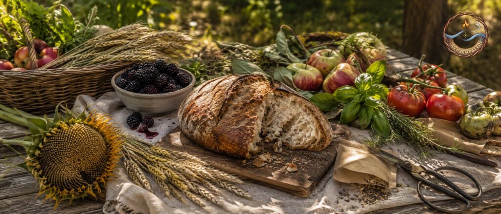 Rustic garden harvest on a table Rustic garden harvest on a table celebrating lammas summer solstice