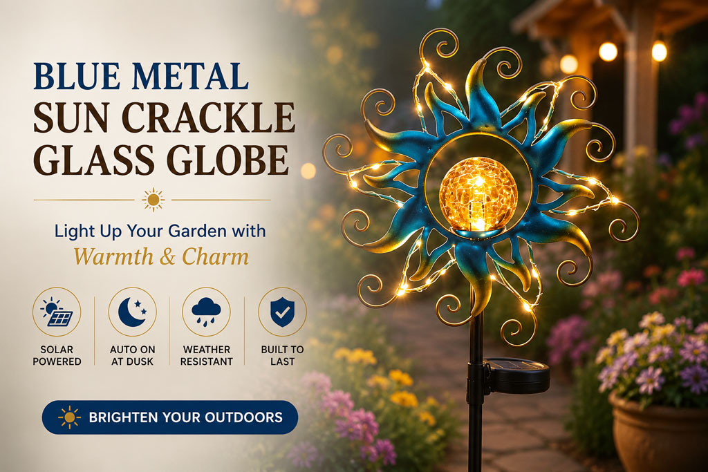 Crackle glass Sun solar globe decor