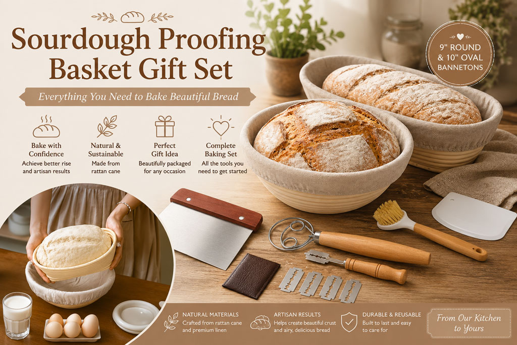 sourdough proofing gift basket set
