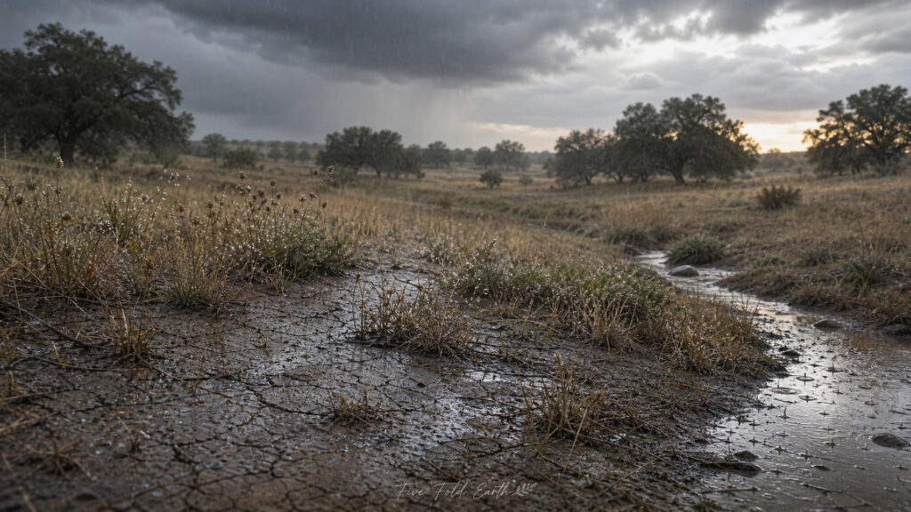 Spiritual meaning of rain depicted by first rain after drought