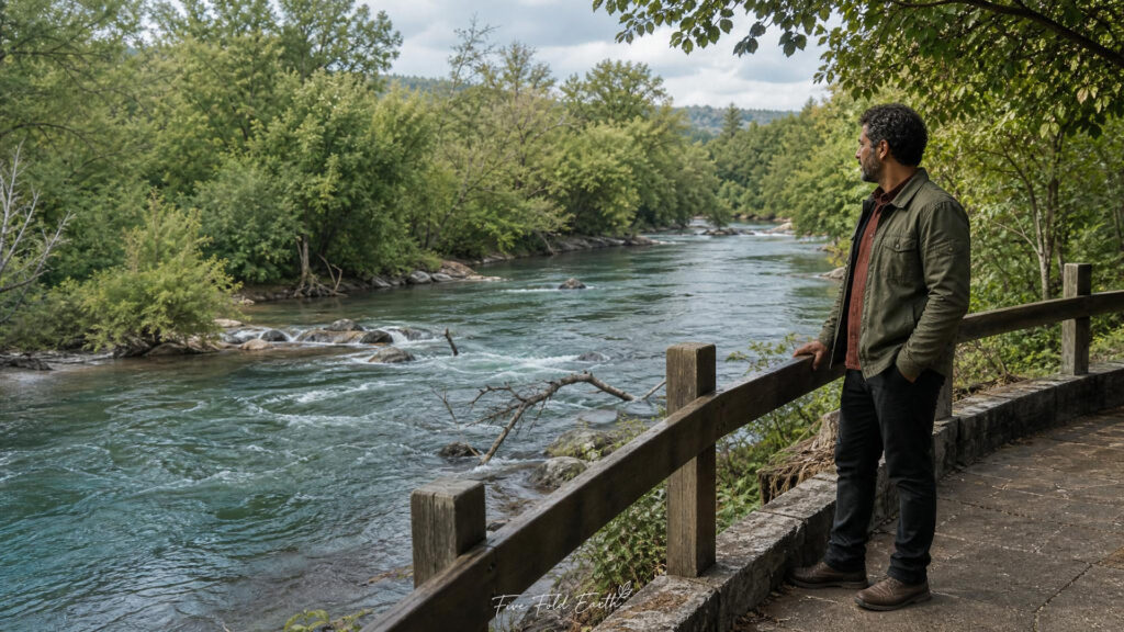 Water Meditation Man enjoying river meditation